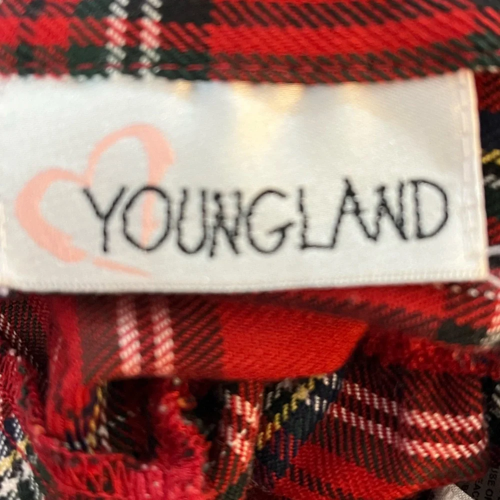 Youngland Red Christmas Plaid Baby Romper w Black Velvet Collar and Bow 3-6 mo